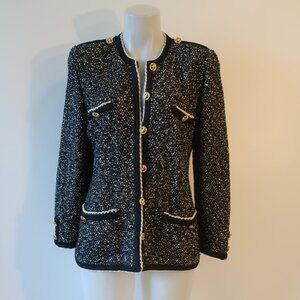 Womens Mike Korwin Black, White Tweed Blazer S *